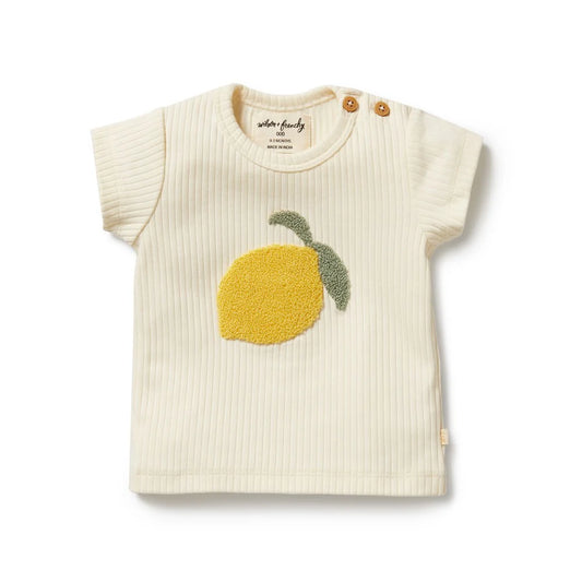 Lemon Leaf Embroidered Organic Tee | Wilson + Frenchy