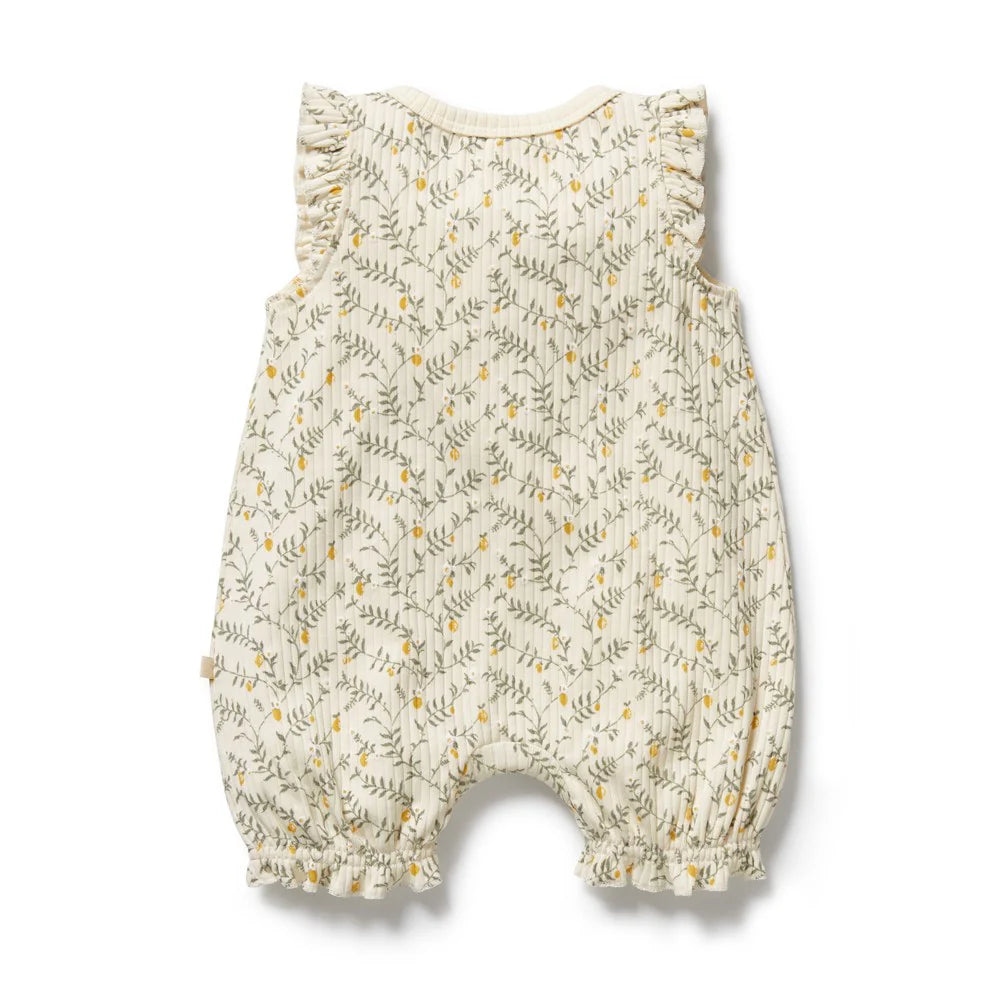 Lemon Leaf Organic Ruffle Zipsuit | Wilson + Frenchy