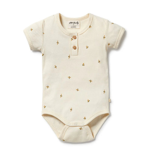 Bee Mine Organic Henley Bodysuit | Wilson + Frenchy