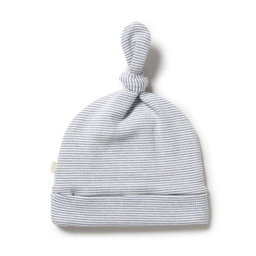 Organic Stripe Rib Knot Hat | Rain Drop | Wilson + Frenchy