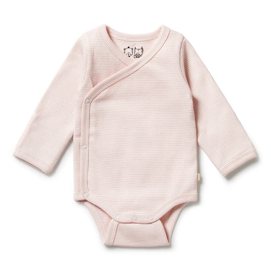 Organic Stripe Rib Kimono Bodysuit | Cantaloupe | Wilson + Frenchy