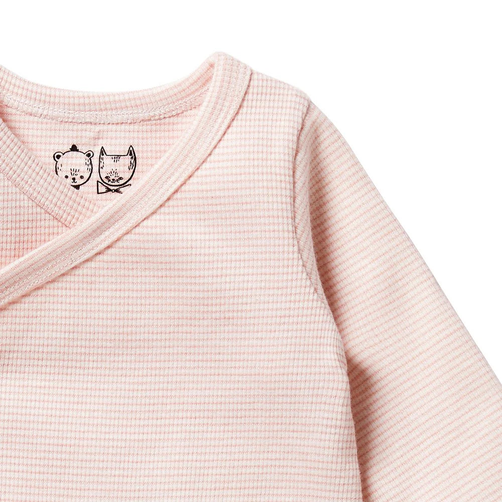 Organic Stripe Rib Kimono Bodysuit | Cantaloupe | Wilson + Frenchy