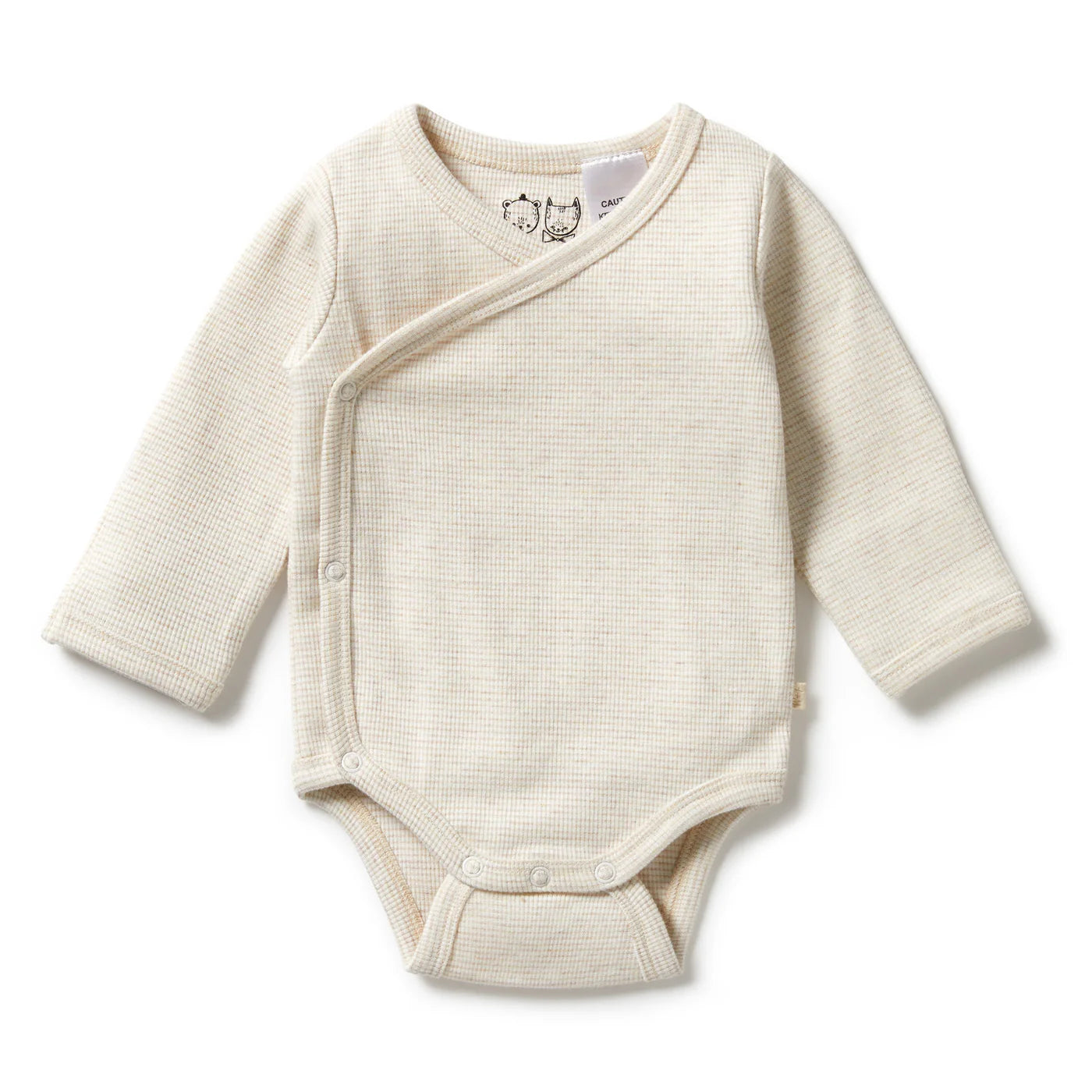 Organic Stripe Rib Kimono Bodysuit | Oatmeal | Wilson + Frenchy