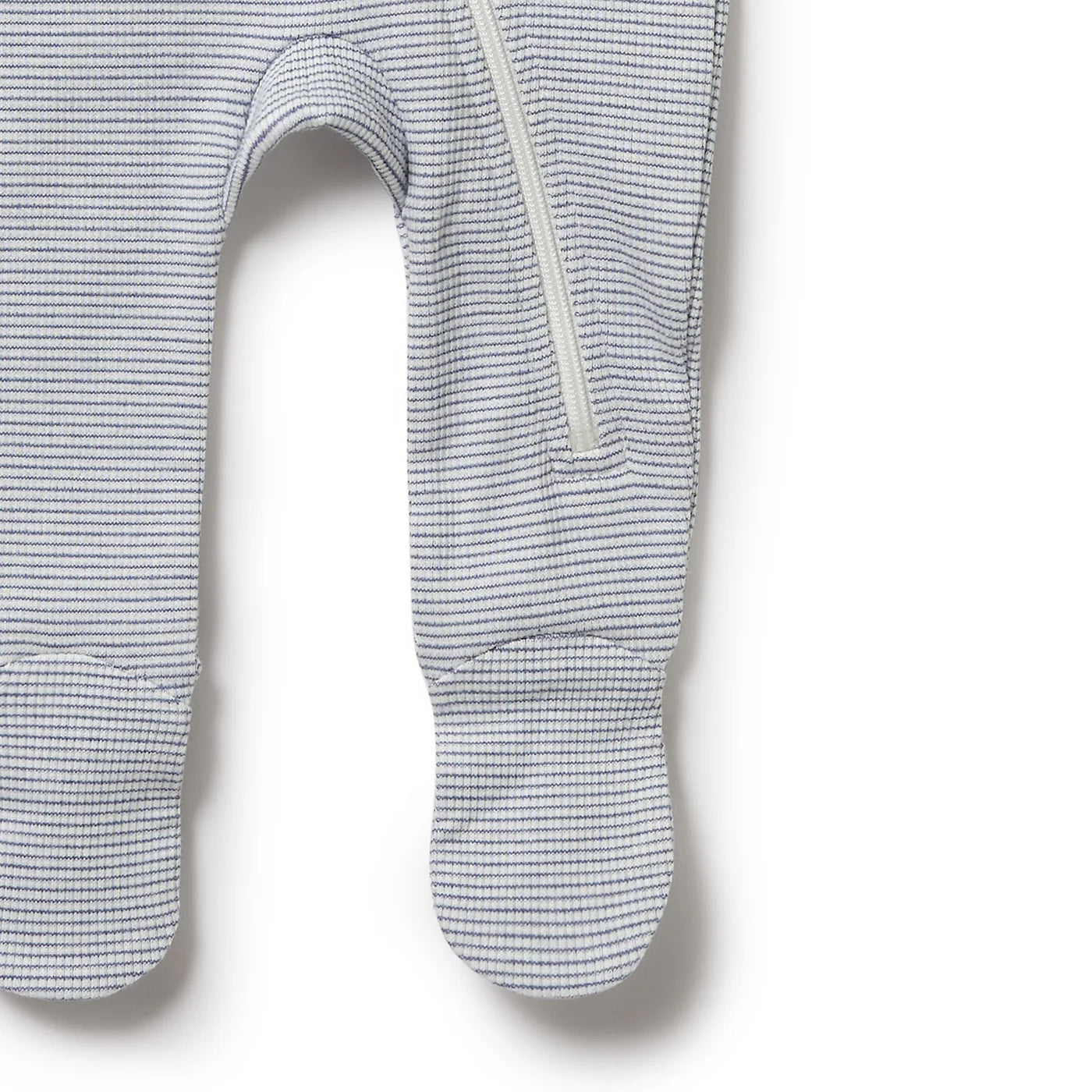 Organic Stripe Rib Zipsuit with Feet | Rain Drop | Wilson + Frenchy