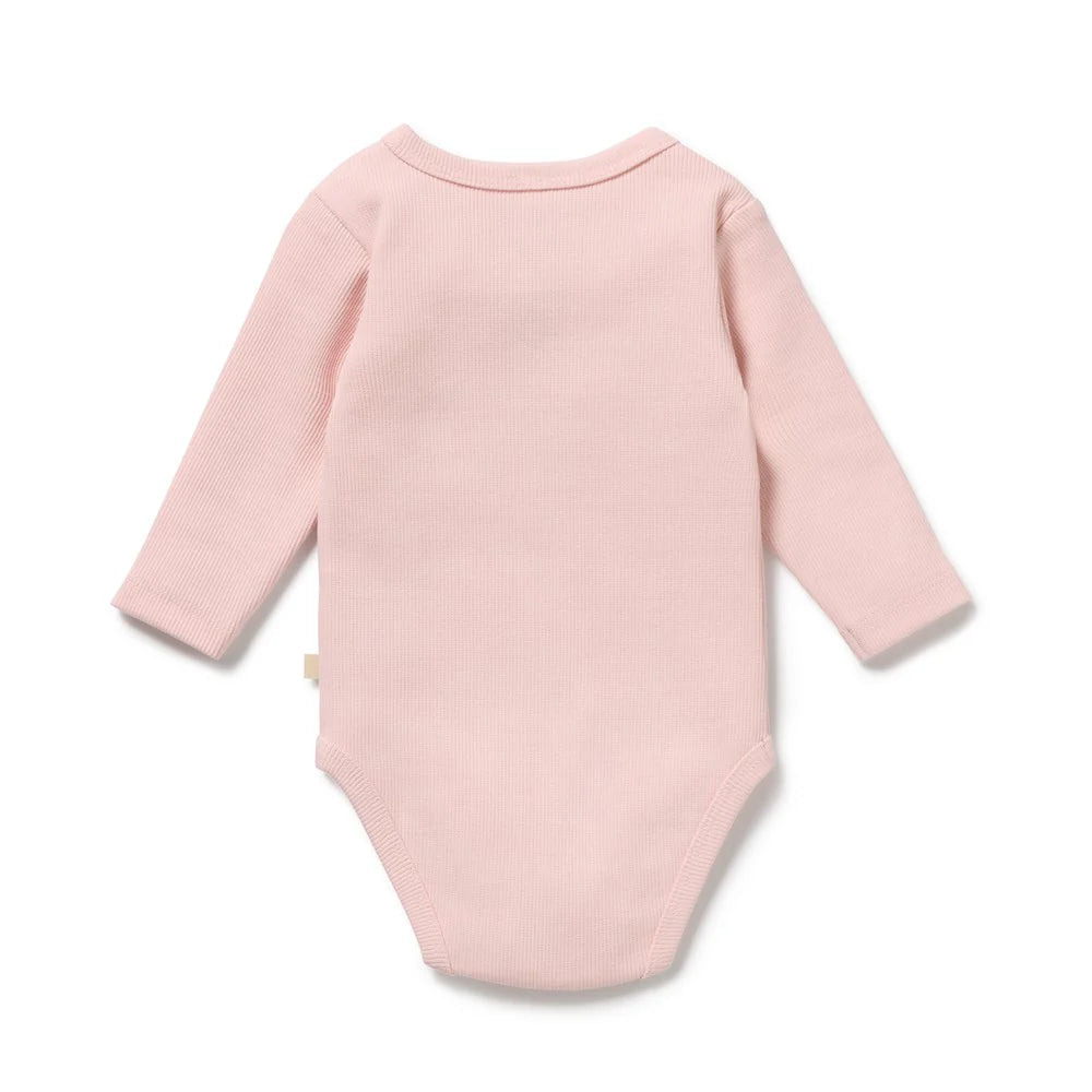 Organic Ribbed Longsleeve Bodysuit | Strawberry | Wilson & Frenchy