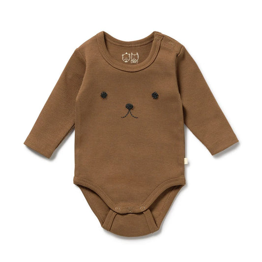 Organic Ribbed Longsleeve Bodysuit | Nutmeg | Wilson & Frenchy