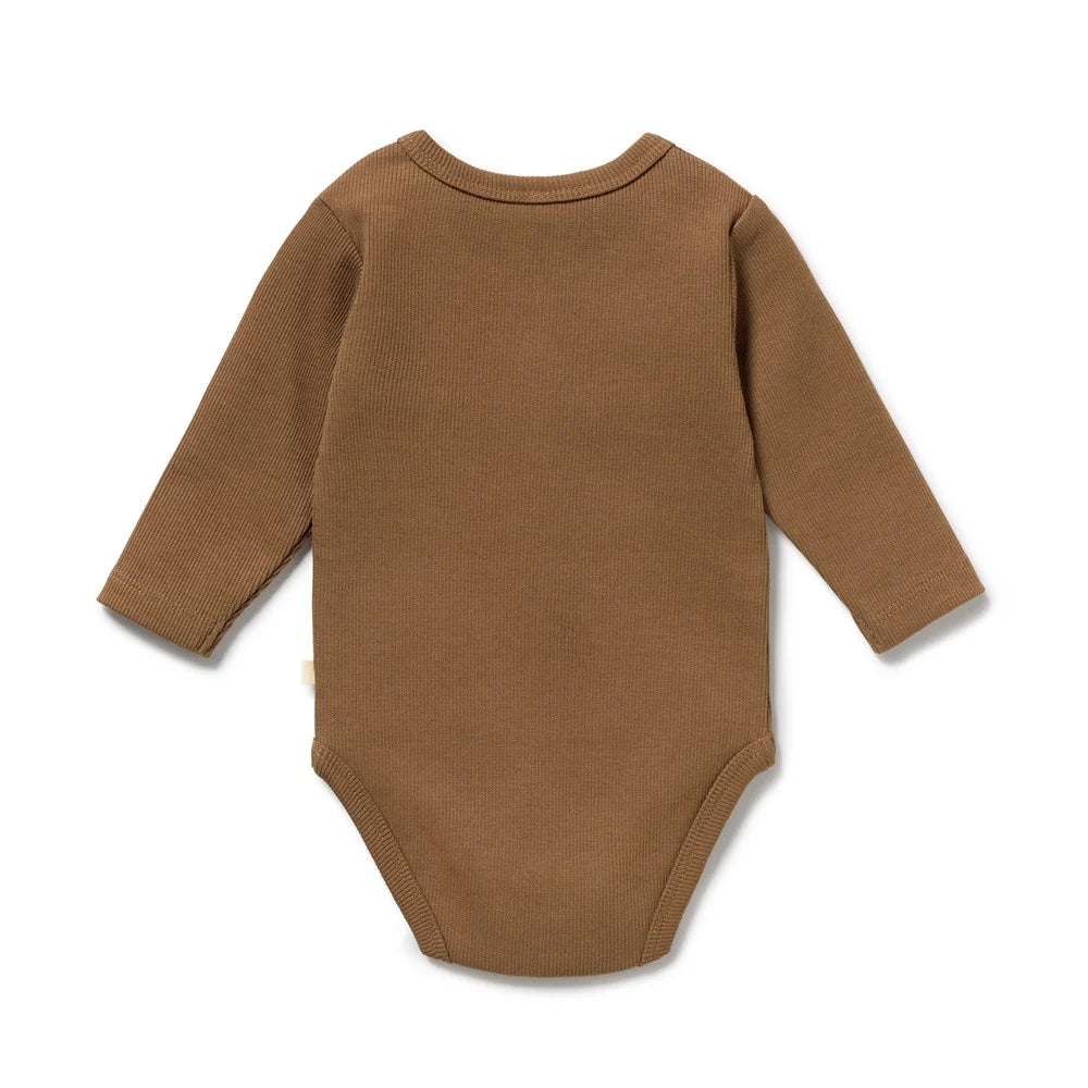 Organic Ribbed Longsleeve Bodysuit | Nutmeg | Wilson & Frenchy