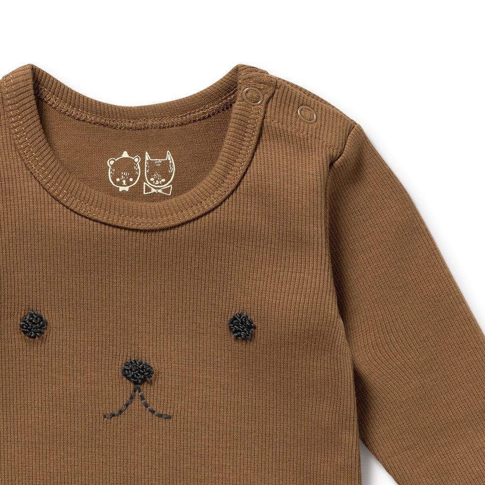 Organic Ribbed Longsleeve Bodysuit | Nutmeg | Wilson & Frenchy