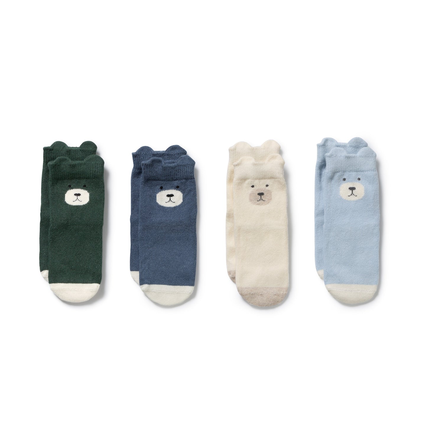 Organic 4 Pack Baby Socks | Moss, Buttermilk, Storm Blue, Twilight Blue | Wilson + Frenchy