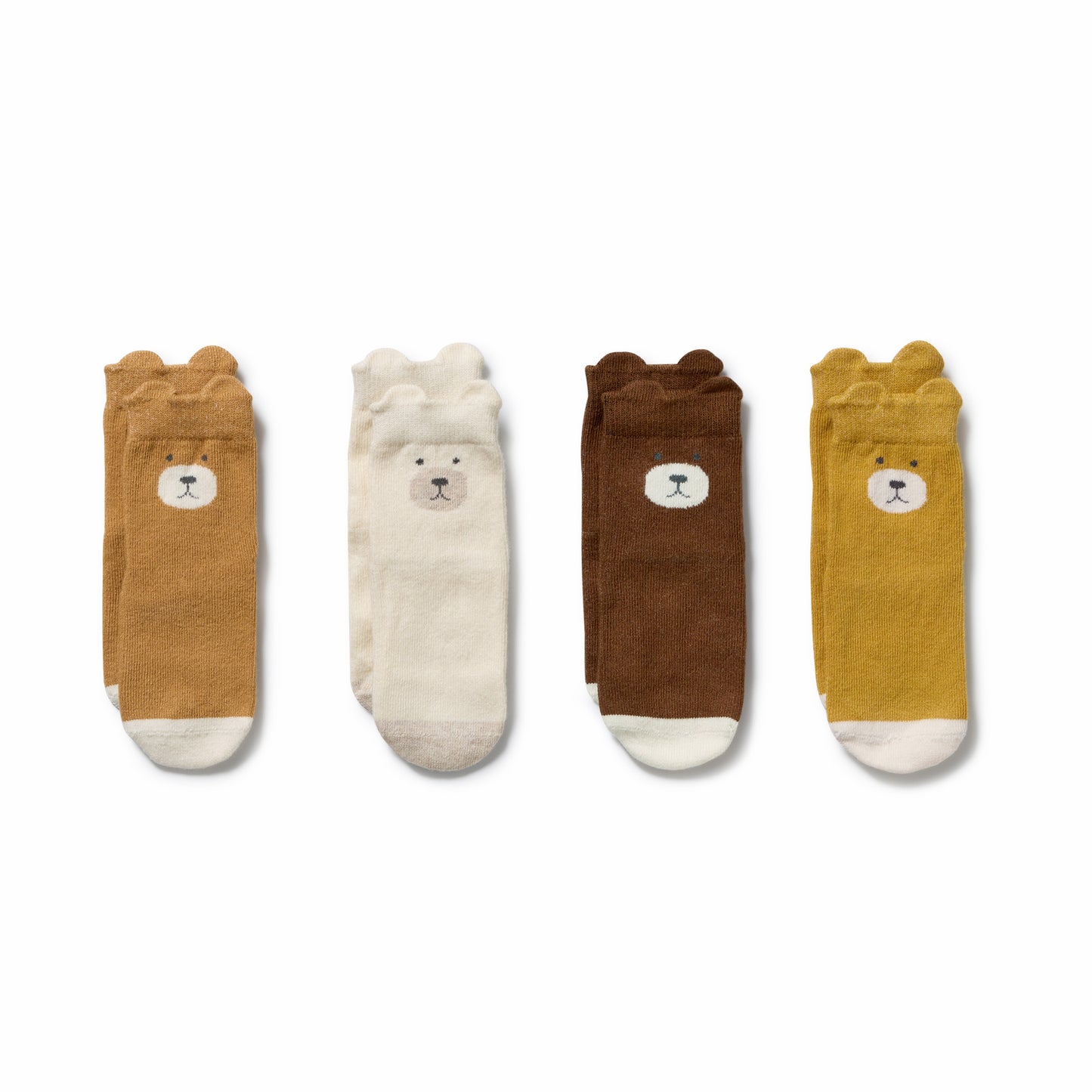 Organic 4 Pack Baby Socks | Ochre, Twig, Buttermilk, Nutmeg | Wilson + Frenchy