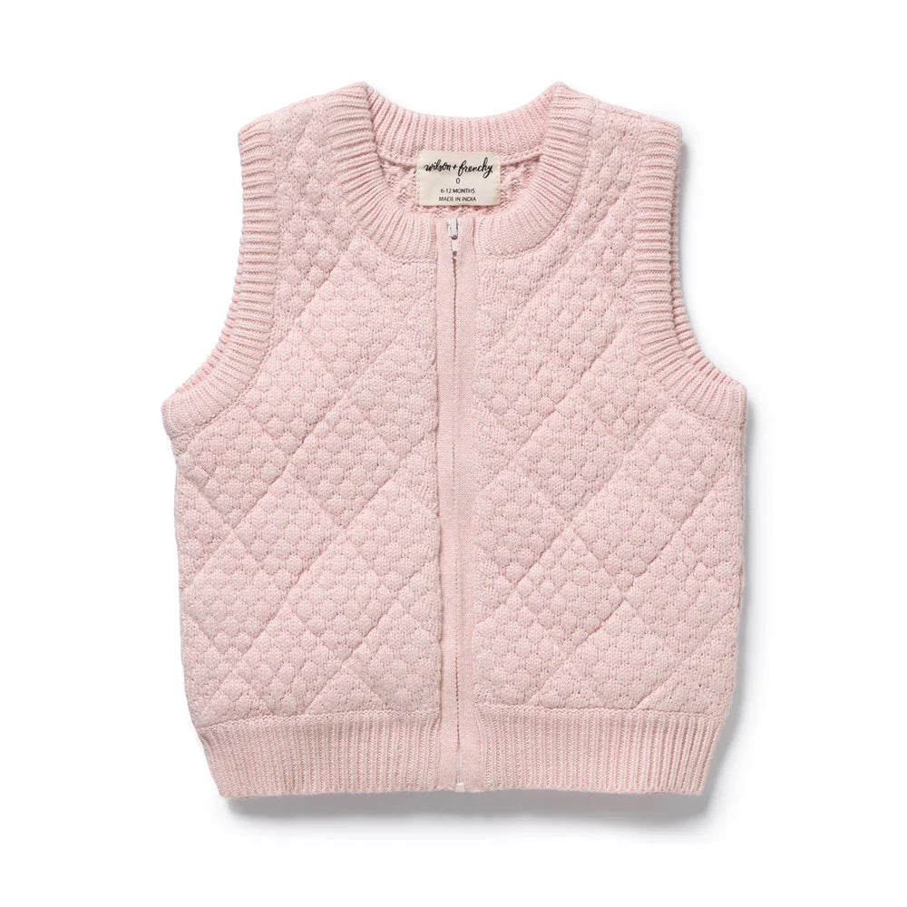 Organic Knitted Bubble Vest | Marshmellow | Wilson & Frenchy