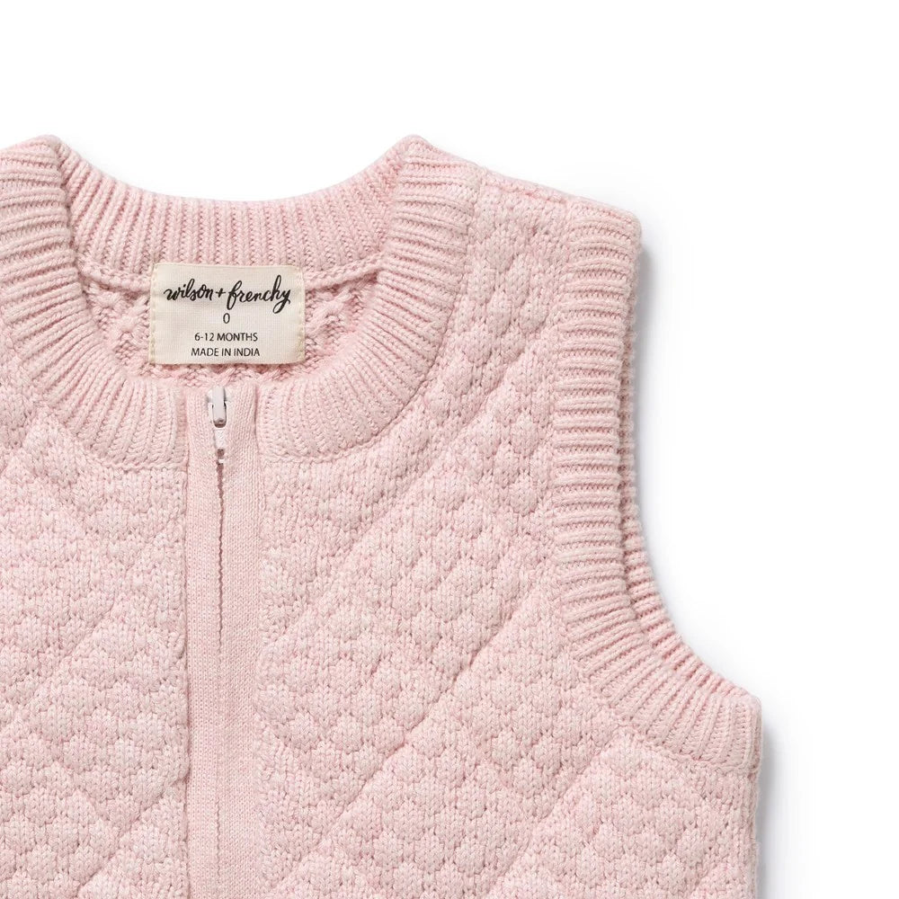 Organic Knitted Bubble Vest | Marshmellow | Wilson & Frenchy