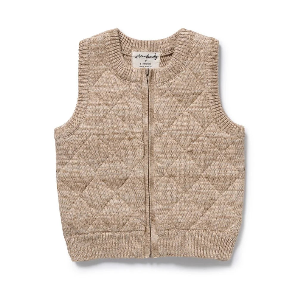 Organic Knitted Vest | Sandstone | Wilson & Frenchy