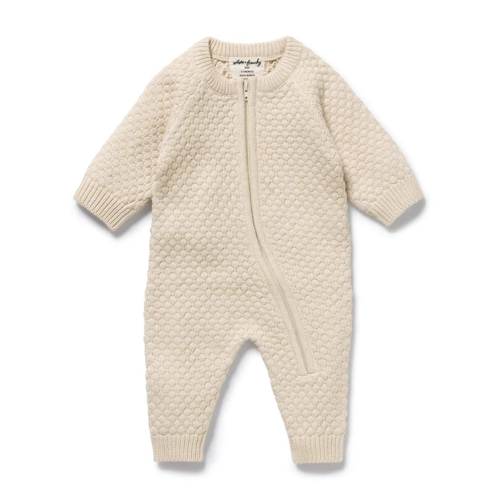 Organic Knitted Bubble Growsuit | Cream | Wilson & Frenchy