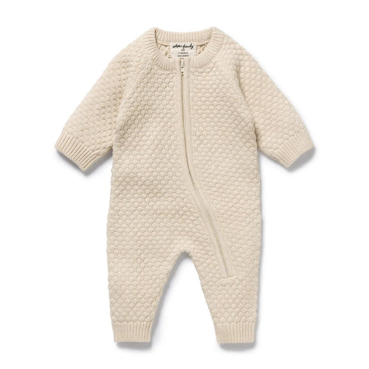 Organic Knitted Bubble Growsuit | Cream | Wilson & Frenchy