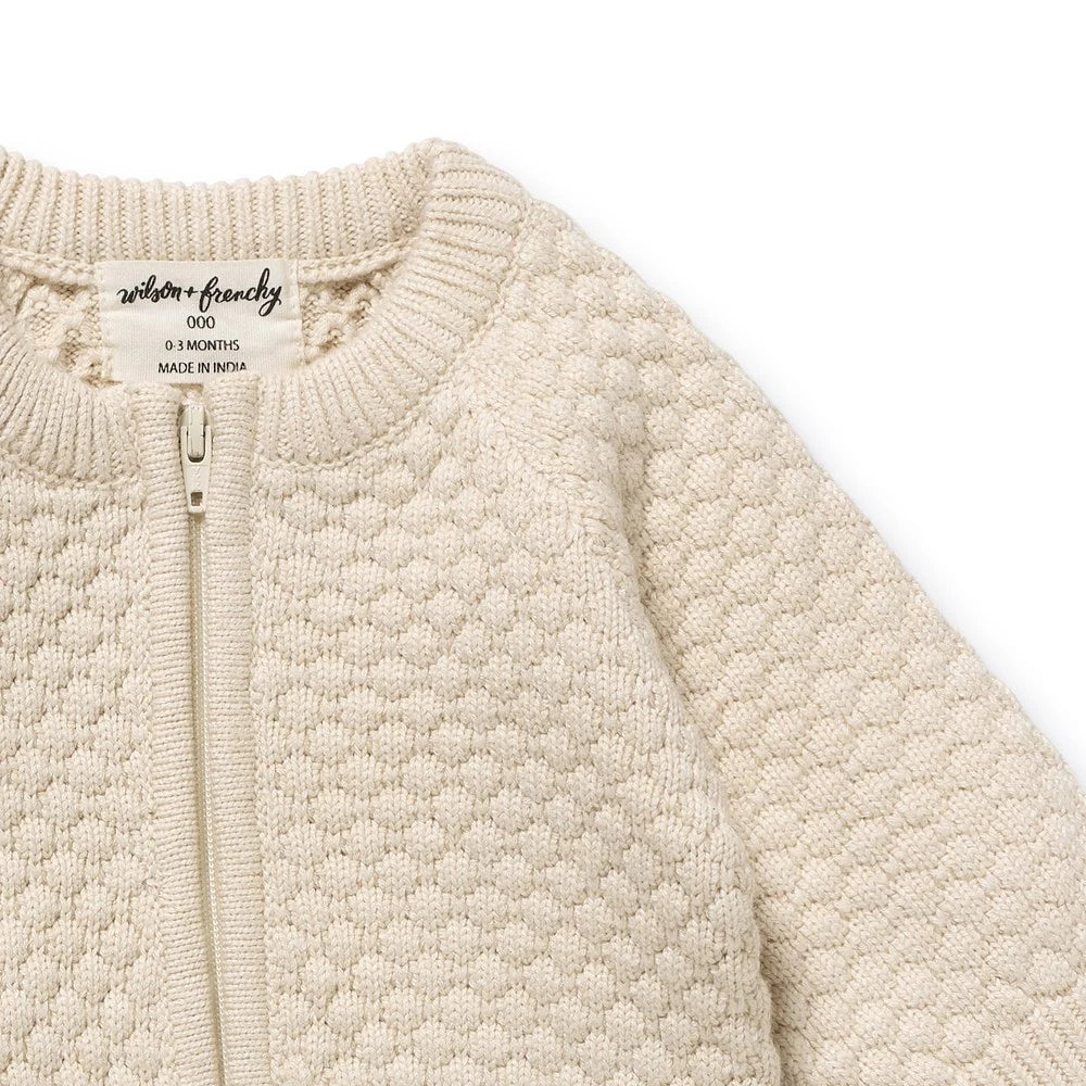 Organic Knitted Bubble Growsuit | Cream | Wilson & Frenchy