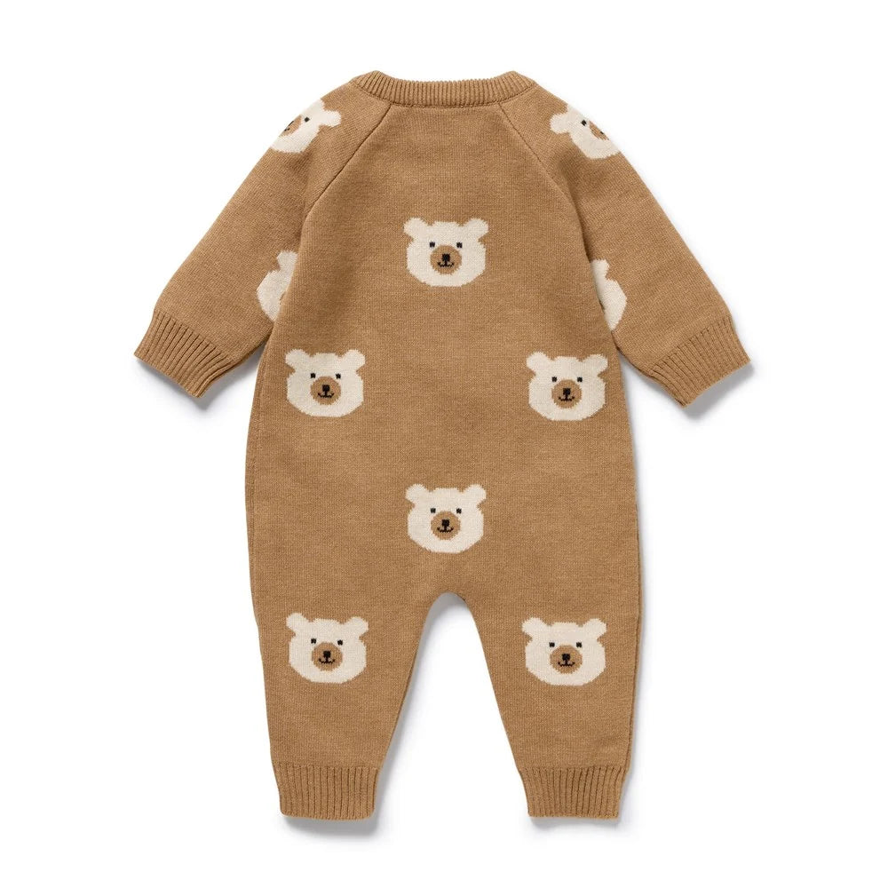 Organic Knitted Jacquard Growsuit | Beary Cute | Wilson & Frenchy