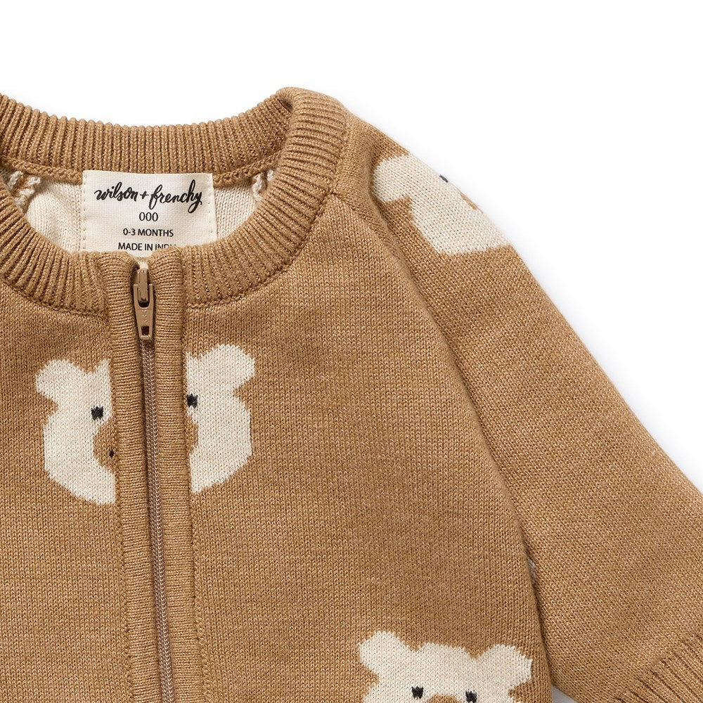 Organic Knitted Jacquard Growsuit | Beary Cute | Wilson & Frenchy