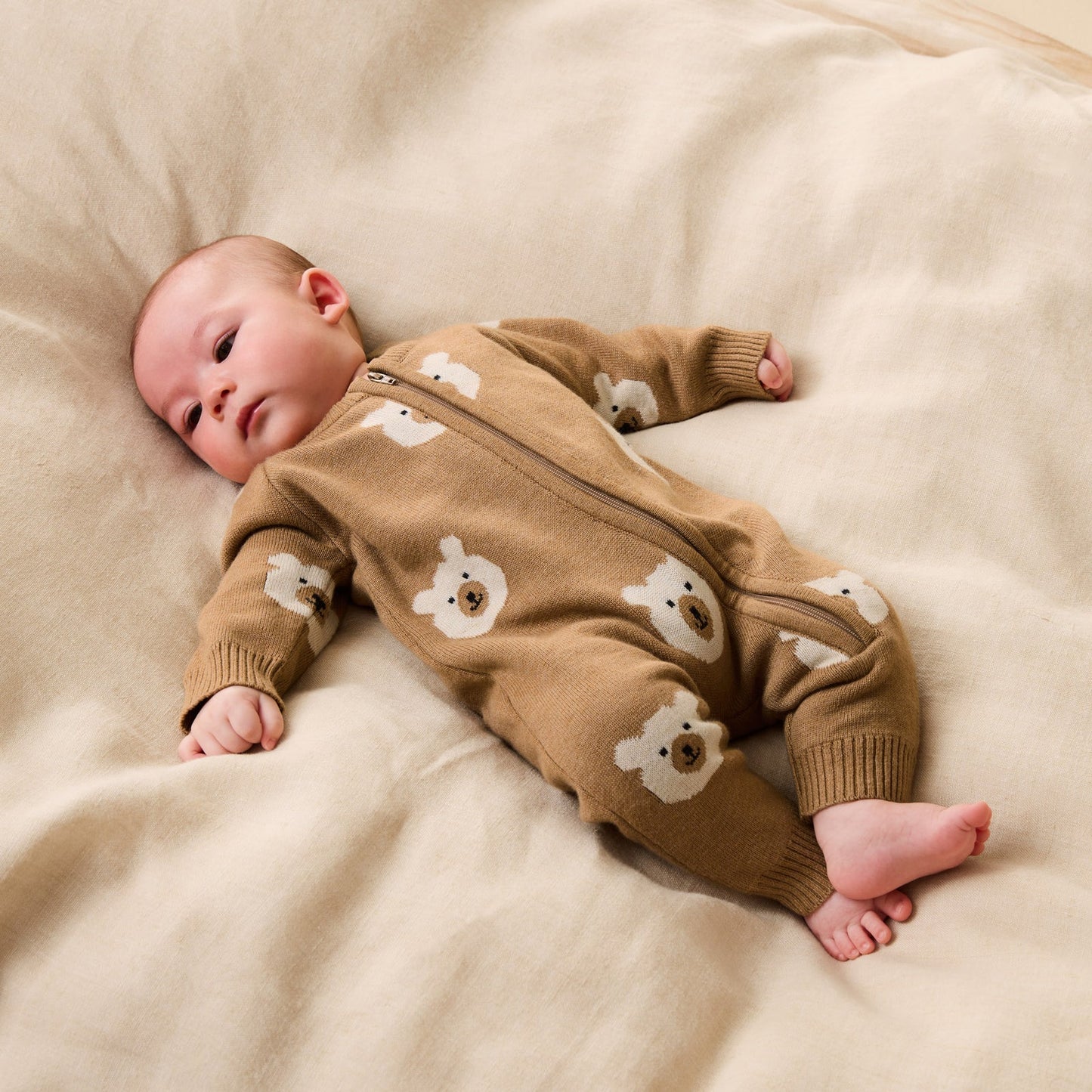 Organic Knitted Jacquard Growsuit | Beary Cute | Wilson & Frenchy