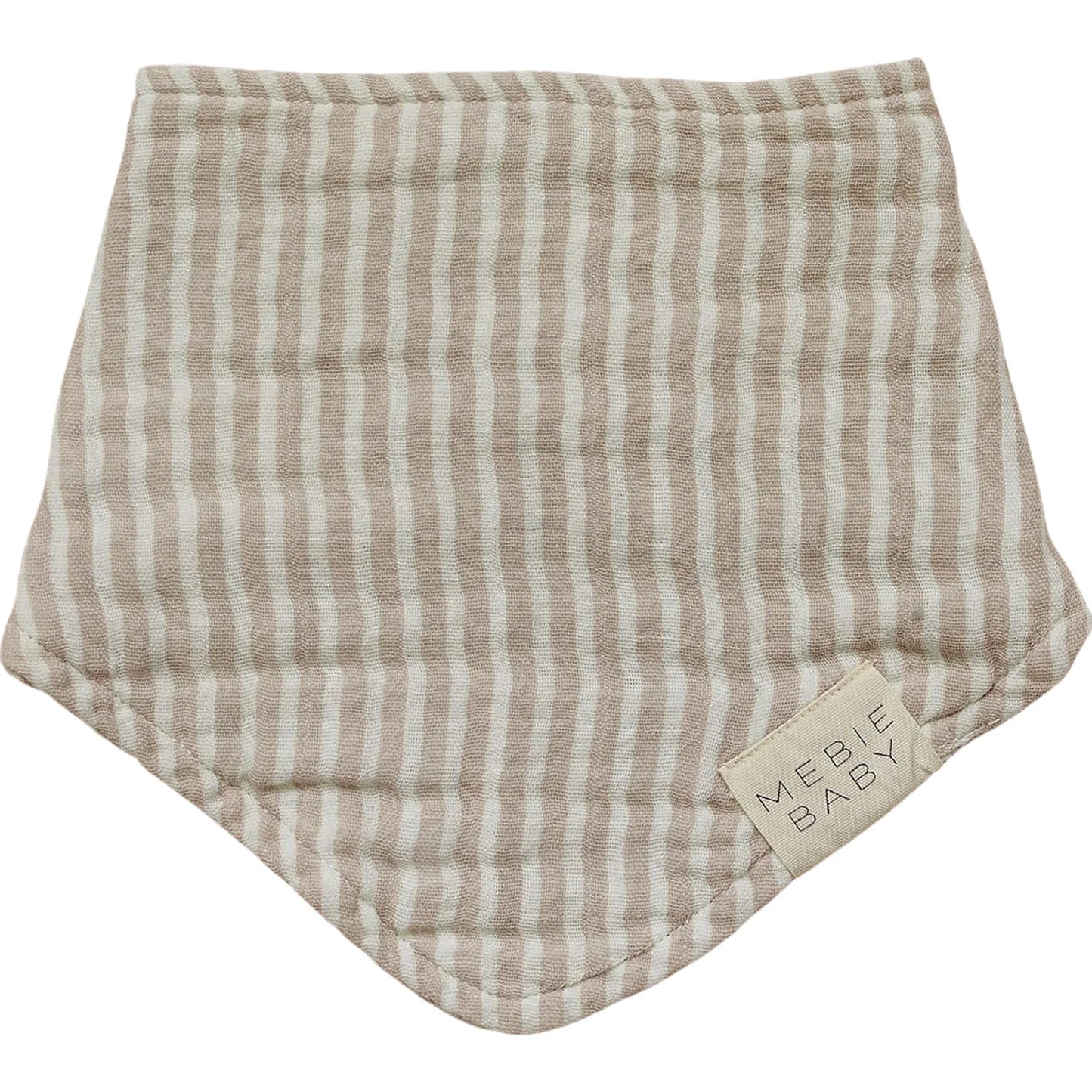 Taupe Stripe Muslin Bib | Mebie Baby