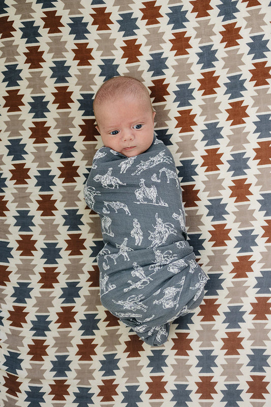 Wild West Muslin Swaddle Blanket | Mebie Baby