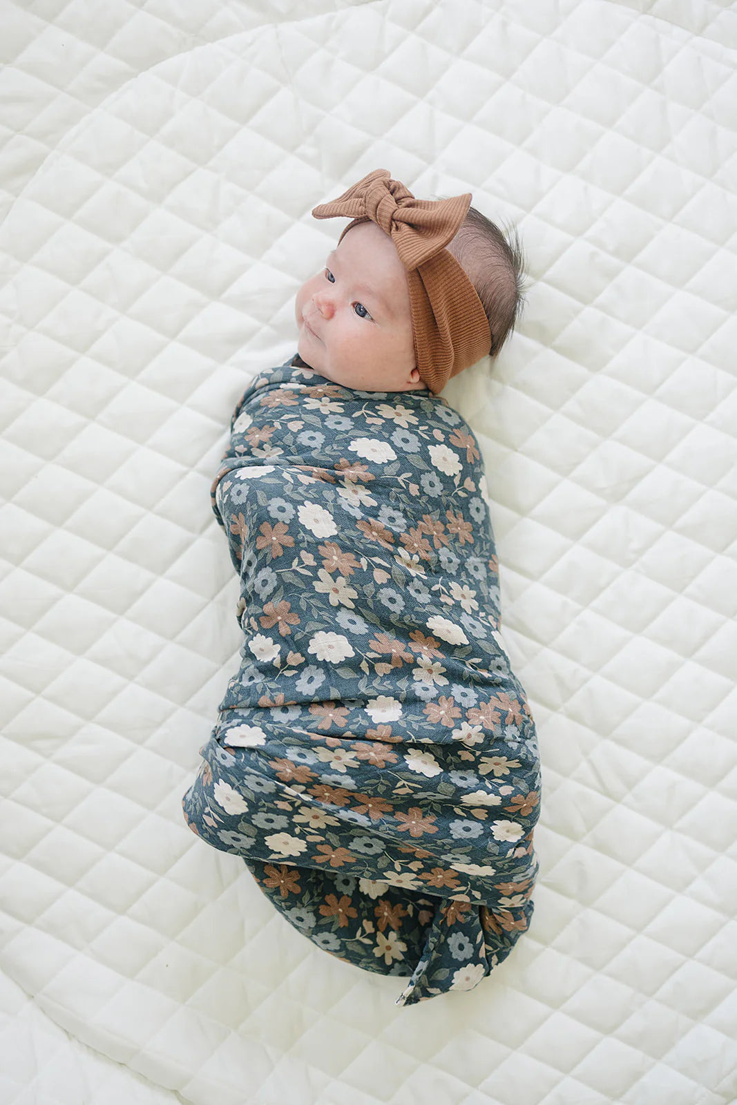 Midnight Floral Muslin Swaddle Blanket | Mebie Baby