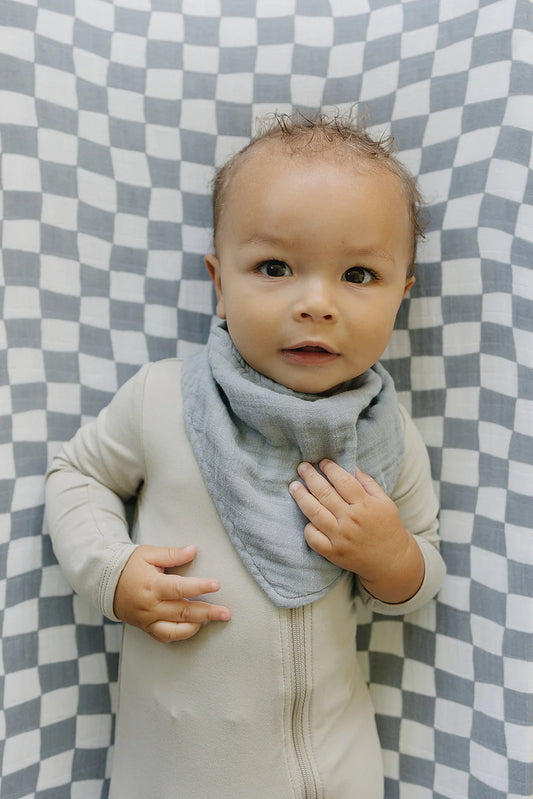 Dusty Blue Muslin Bib | Mebie Baby