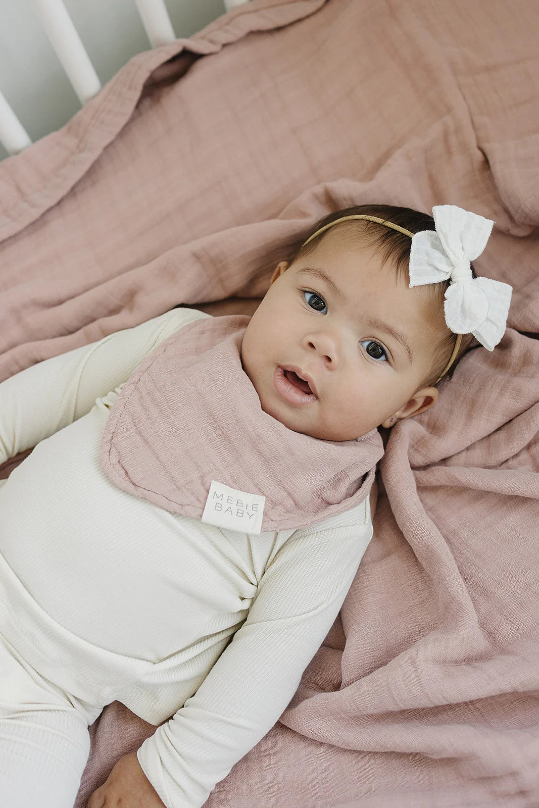 Dusty Rose Muslin Bib | Mebie Baby