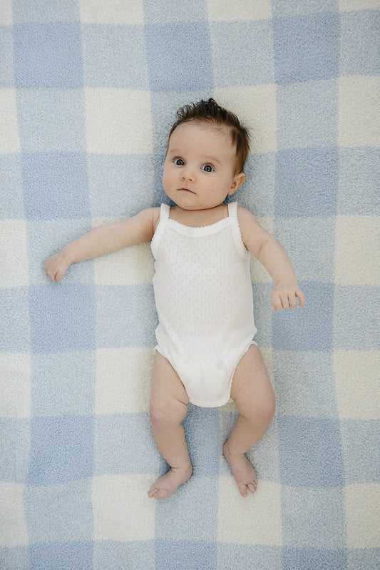 White Pointelle Tank Bodysuit | Mebie Baby