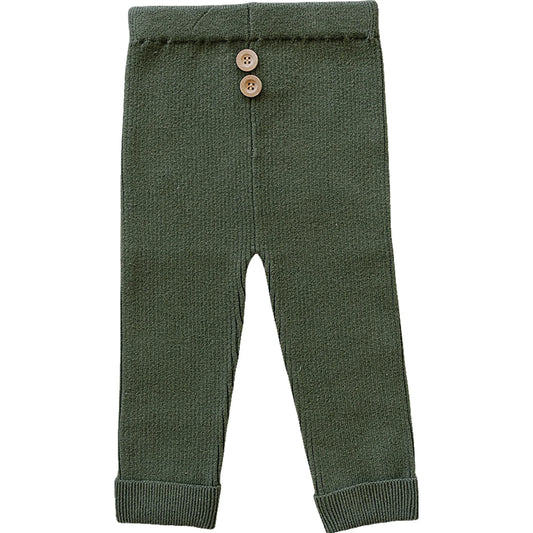 Olive Knit Leggings | Mebie Baby