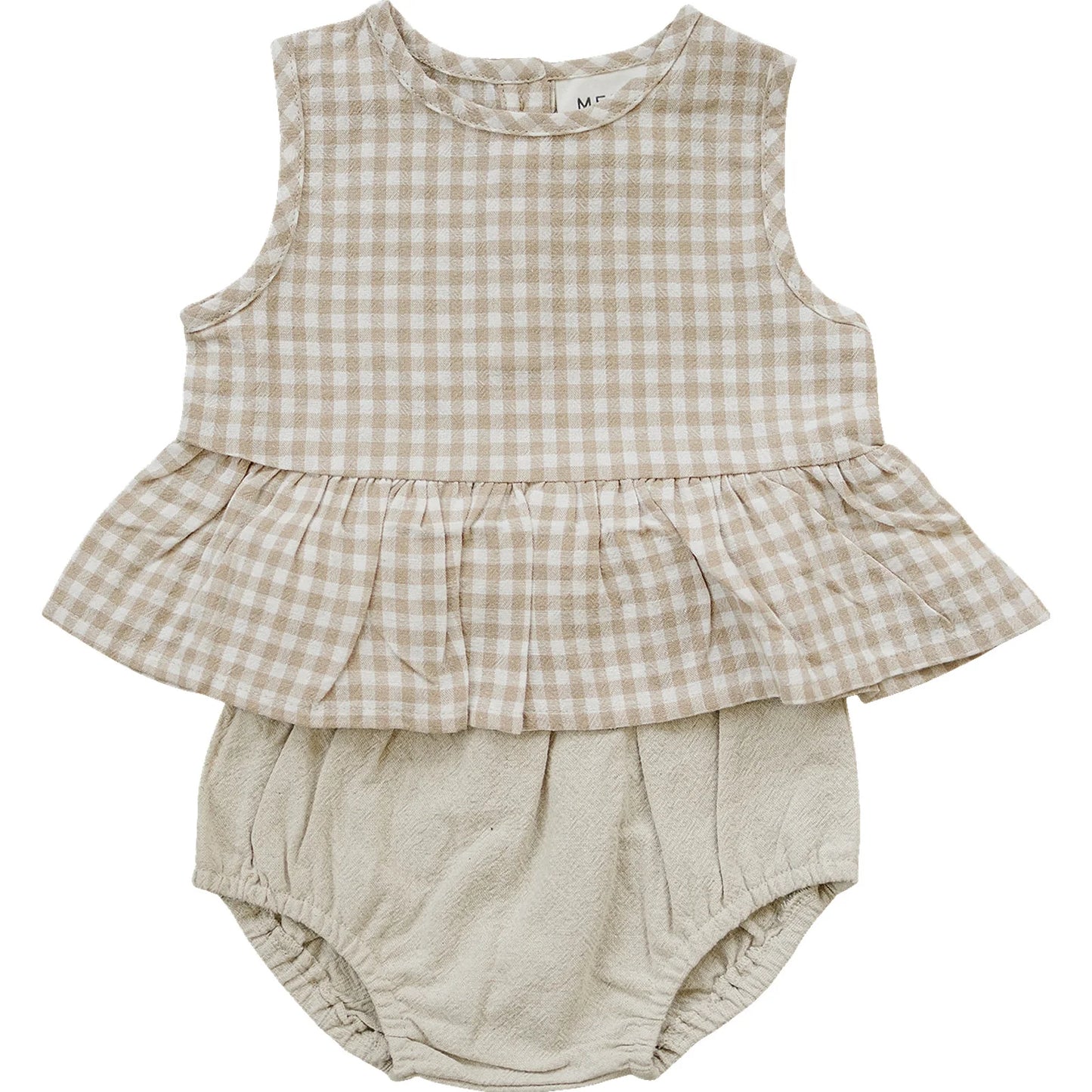 Oatmeal Gingham Peplum Set | Mebie Baby