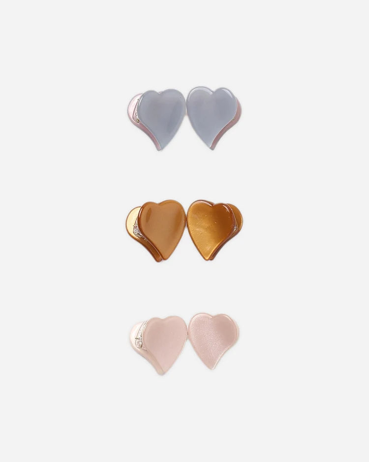 Heart Mini Clips | Dusty Blue, Blush, Clay | Rylee & Cru