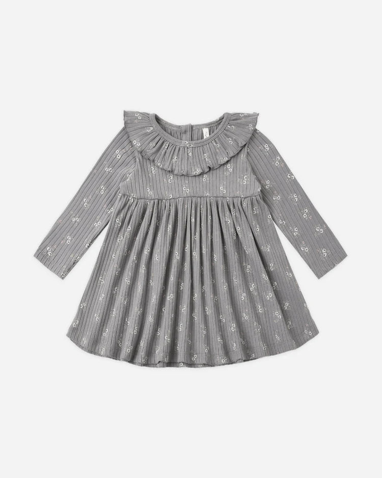 Ruffle Collar Dress | Slate Bloom | Rylee & Cru