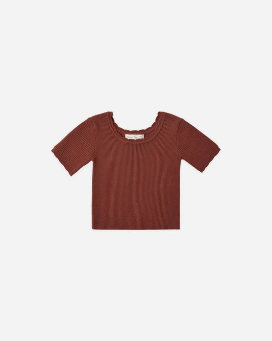 Scallop Tee | Brick | Rylee & Cru