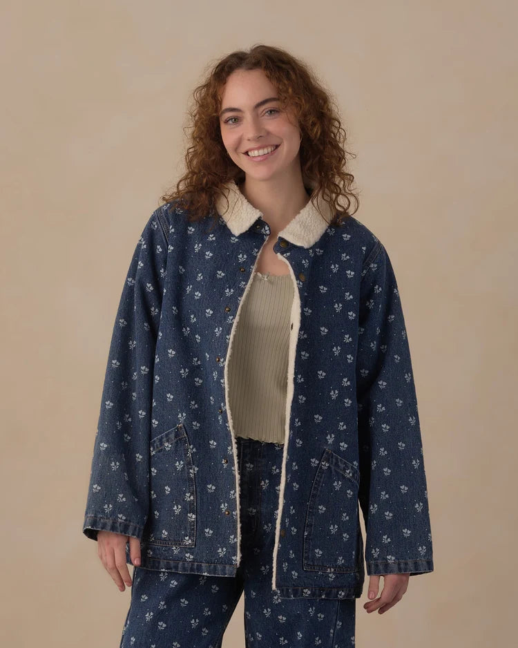 Women's Long Chore Coat | Heart Ditsy | Rylee & Cru