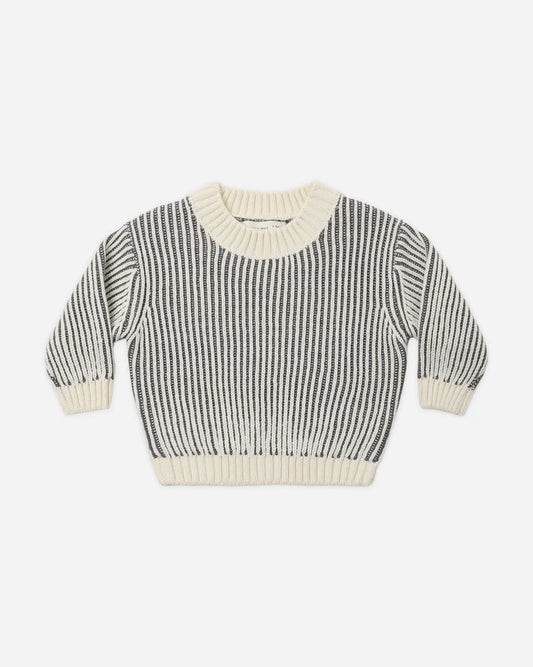 Relaxed Knit Sweater | Midnight Stripe | Quincy Mae