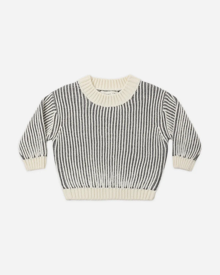 Relaxed Knit Sweater | Midnight Stripe | Quincy Mae