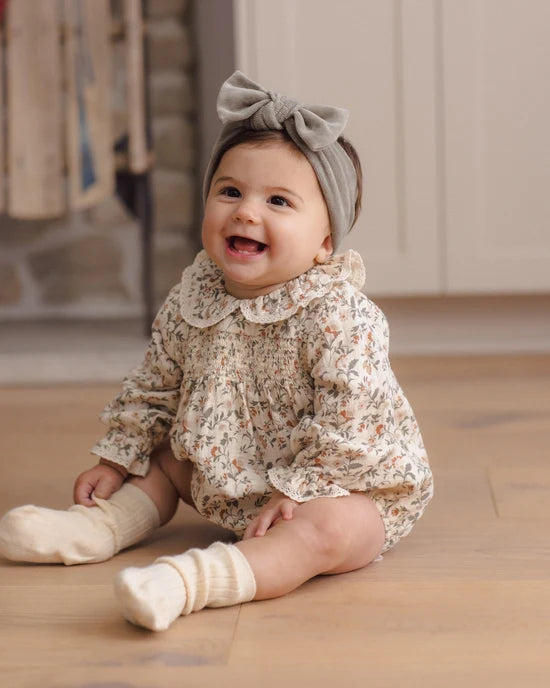 Velour Bow Headband | Spruce | Quincy Mae