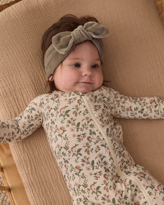Velour Bow Headband | Spruce | Quincy Mae