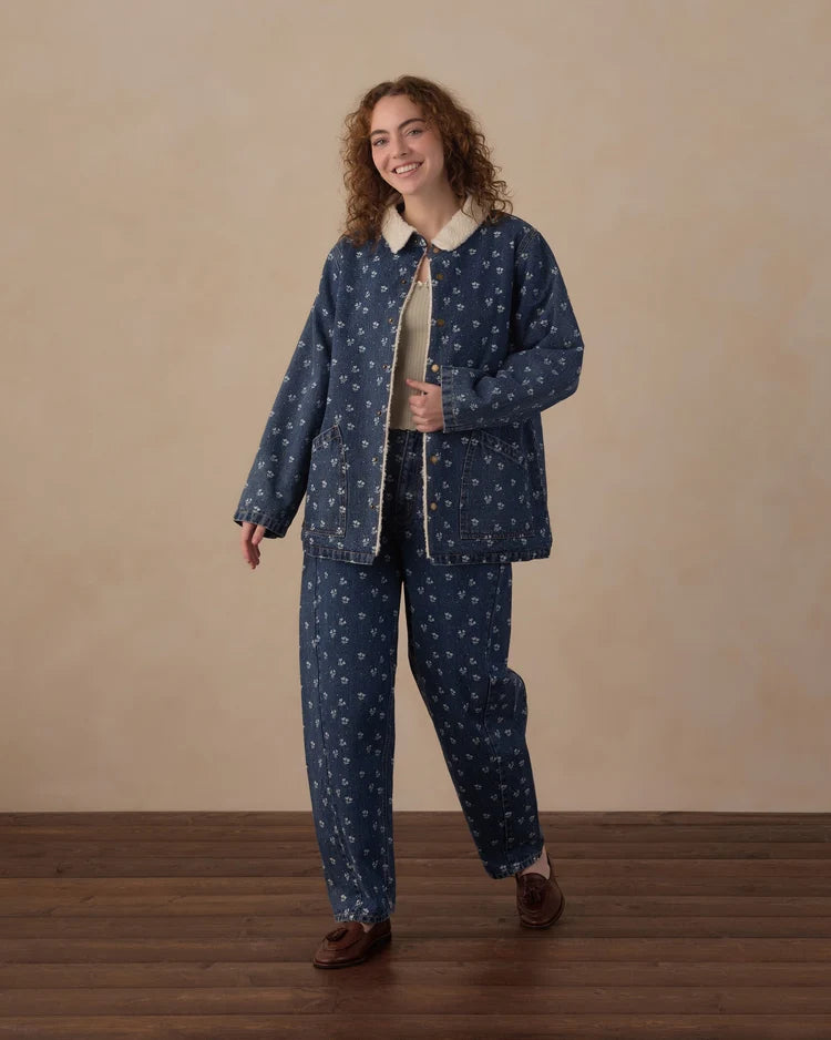 Women's Long Chore Coat | Heart Ditsy | Rylee & Cru