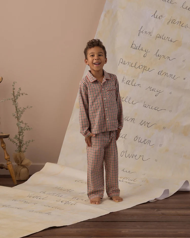 Long Sleeve Pajamas | Holiday Gingham | Rylee & Cru