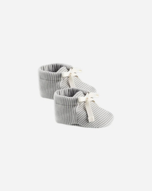 Baby Booties | Blue Micro Stripe | Quincy Mae