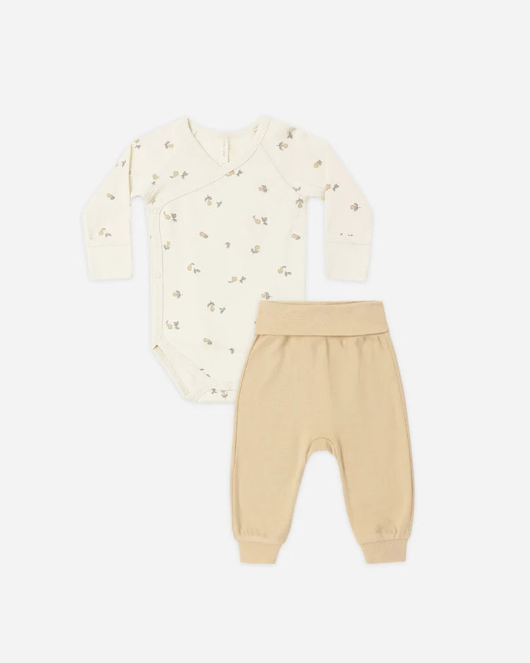 Side Snap Bodysuit & Pant Set | Pear | Quincy Mae