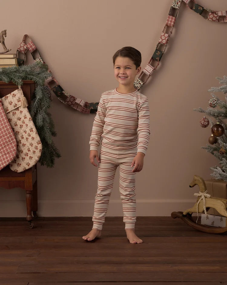 Organic Long Sleeve Pajama Set | Holiday Stripe | Rylee & Cru