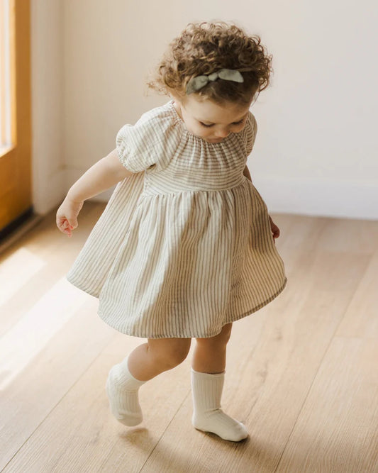 Bella Dress | Basil Stripe | Quincy Mae