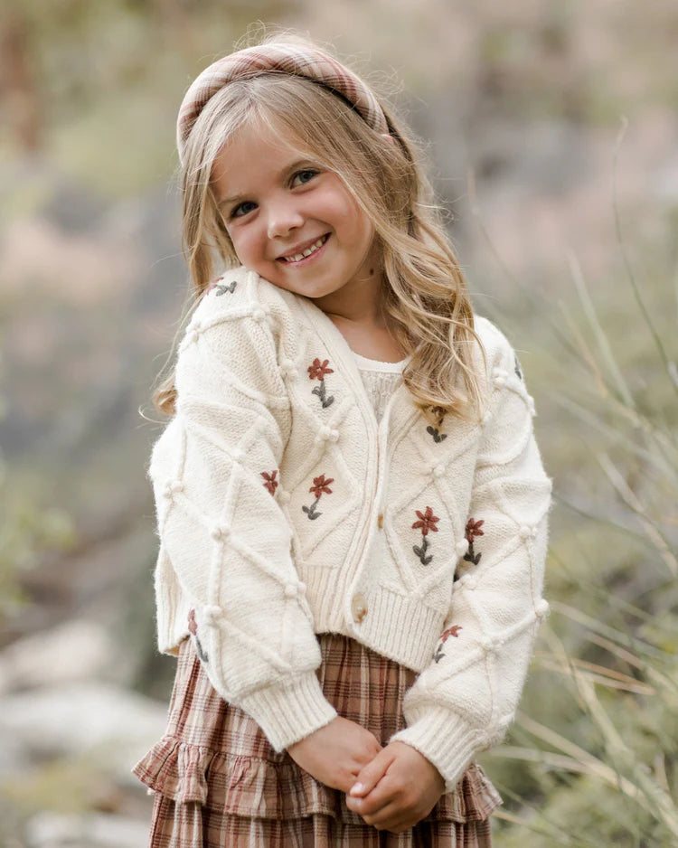 Boxy Cardigan | Winter Floral Embroidery | Rylee & Cru