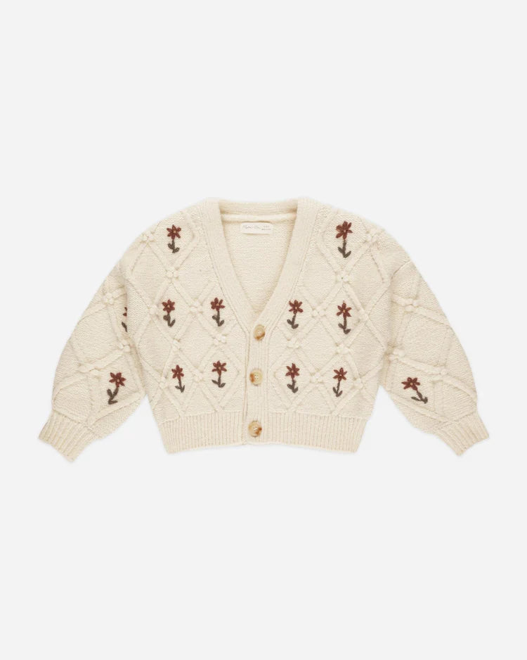 Boxy Cardigan | Winter Floral Embroidery | Rylee & Cru