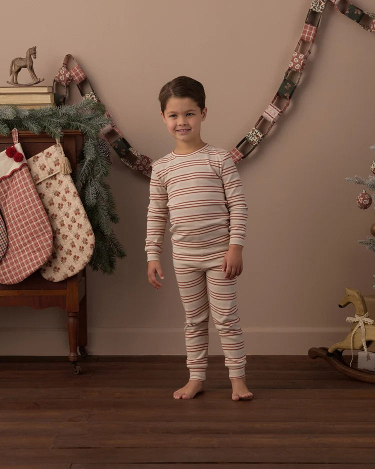 Organic Long Sleeve Pajama Set | Holiday Stripe | Rylee & Cru