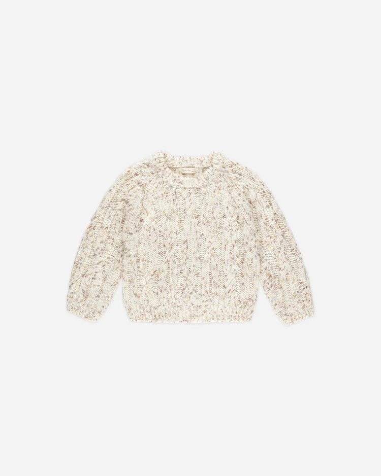 Cable-Knit Sweater | Natural Speckle | Rylee & Cru