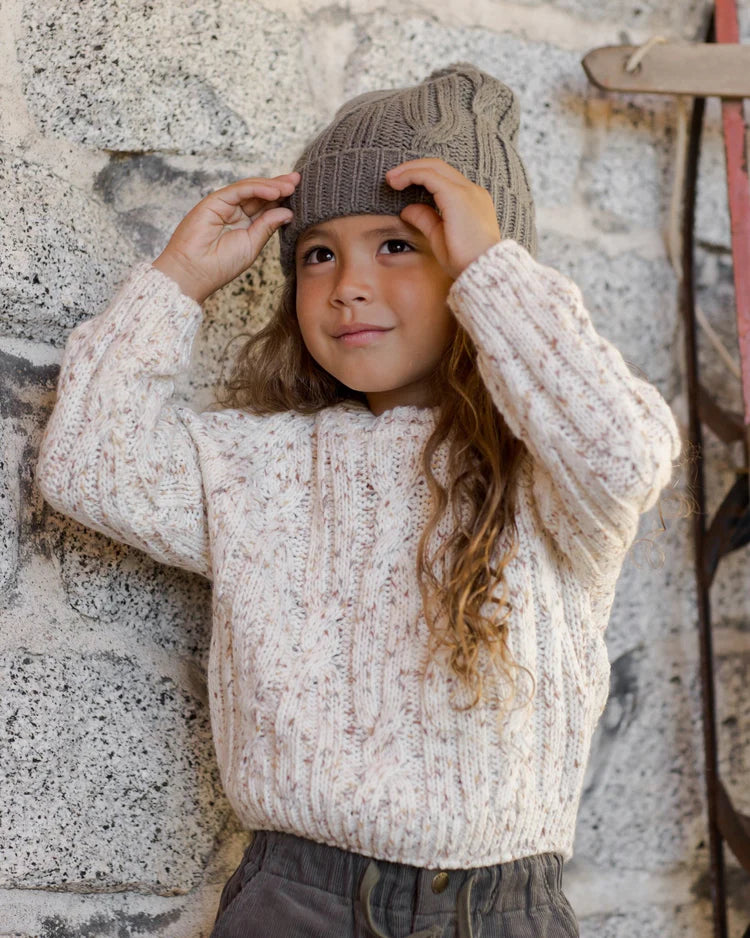 Cable-Knit Sweater | Natural Speckle | Rylee & Cru